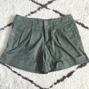 Vintage Army Green Cotton Shorts